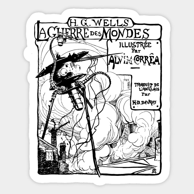 War of the Worlds 1906 Print Ad Illustration (Light Garment) Sticker by innerspaceboy